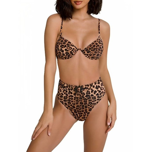 Good American Other - Good American Show Off Bikini Bottom in Leopard Size 6/3XL Animal Print Belted